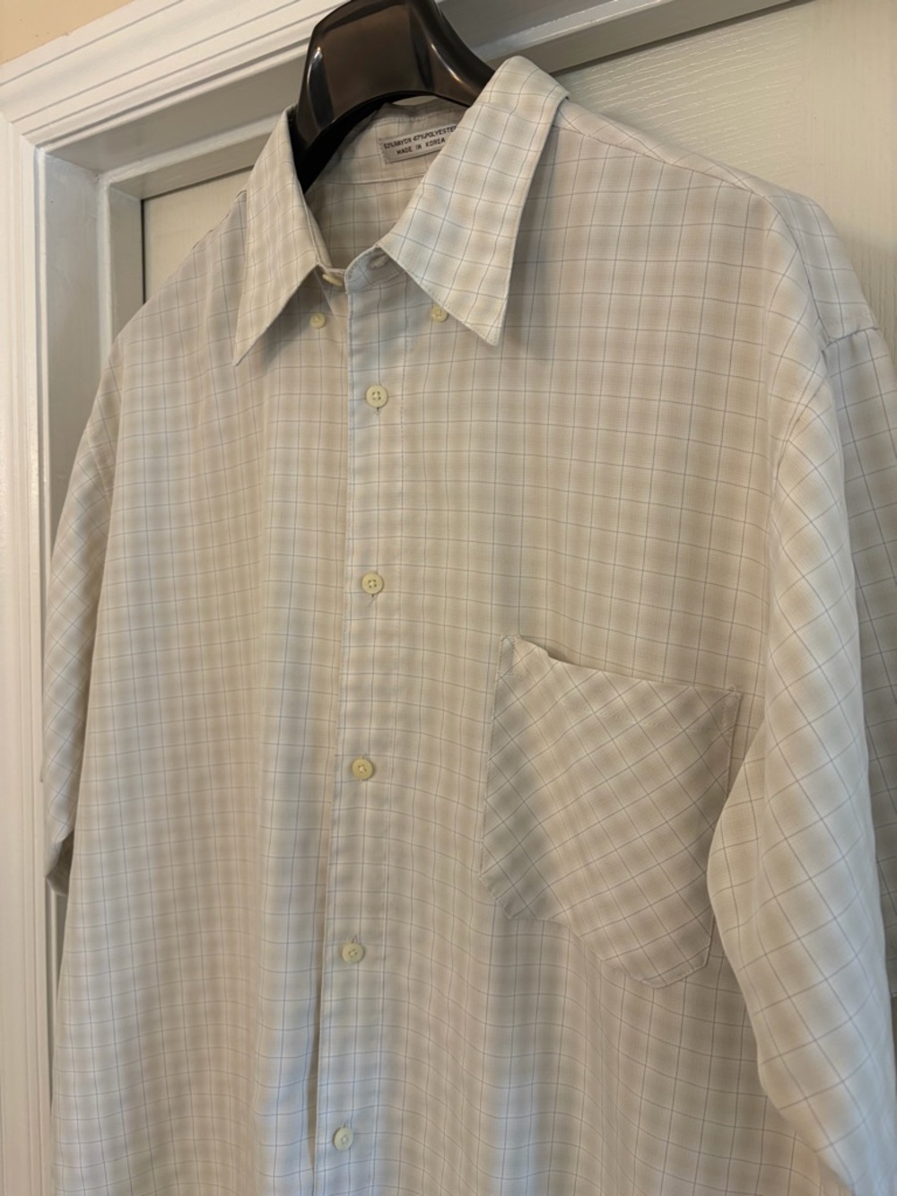 Alfani Short Sleeves Button Up Shirt Men's XL Heather Gray Rayon Polyester Plaid